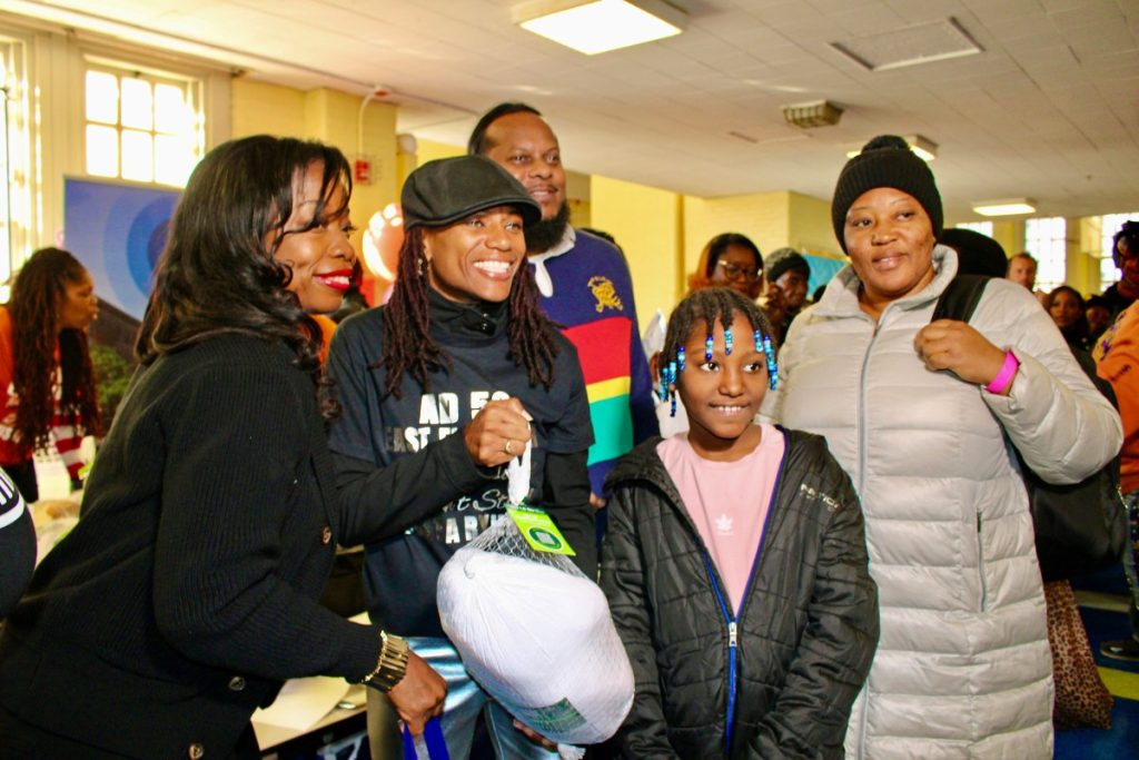 Assembly Woman Monique Chandler Waterman, Busta Rhymes, Special Ed, LinkNYC, distribute 600 turkeys at PS 135